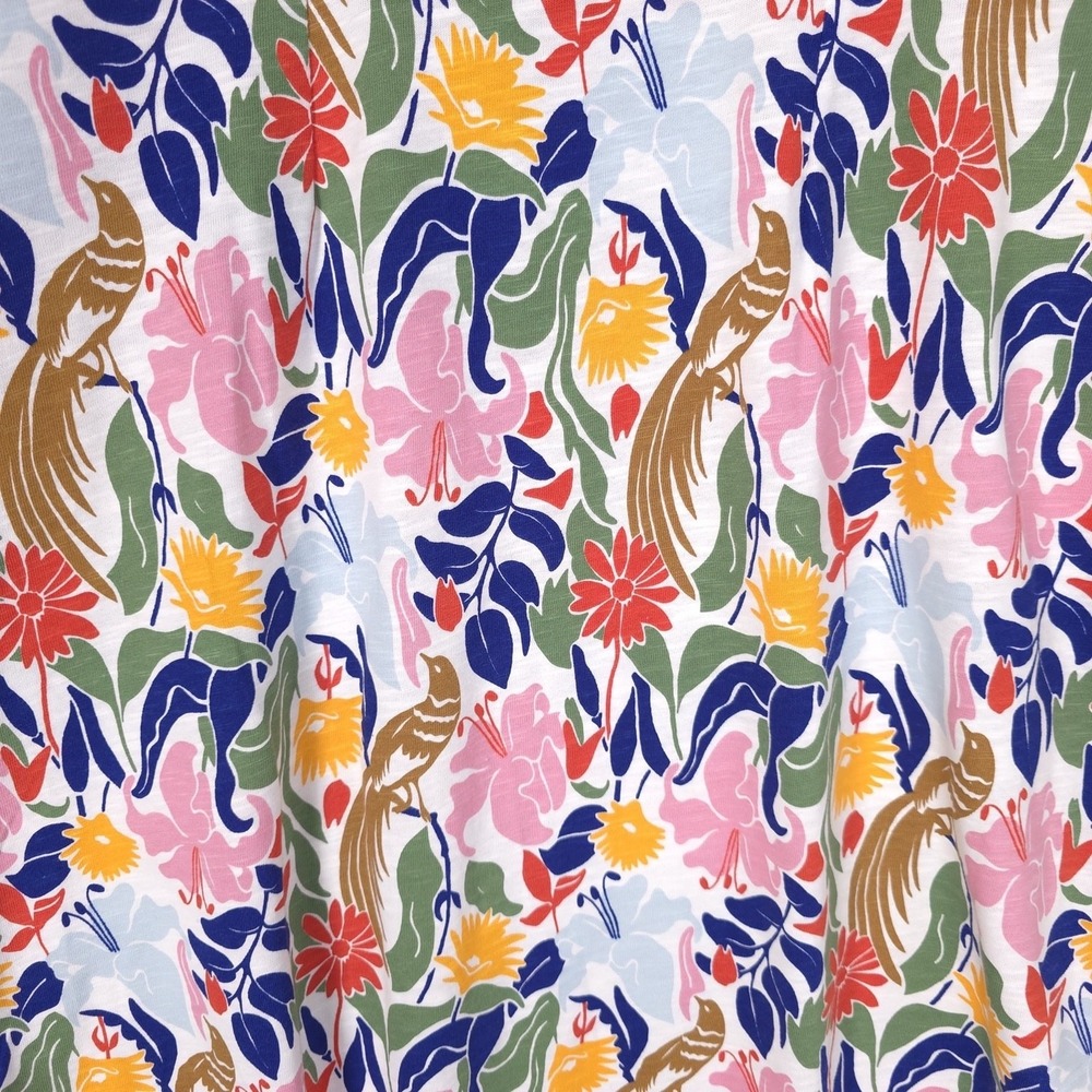 BODEN Women's Florrie Jersey Dress 12R Bird Floral Multicolor 100% Cotton J0849 - Picture 8 of 11